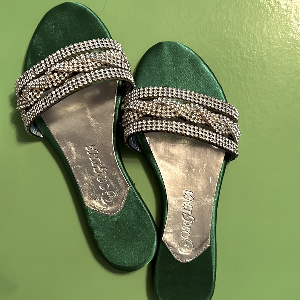 ORGINA green flats with rhinestones size 38, US size 7